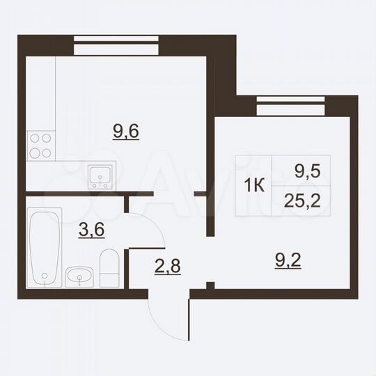 1-к. квартира, 25,8 м², 9/11 эт.