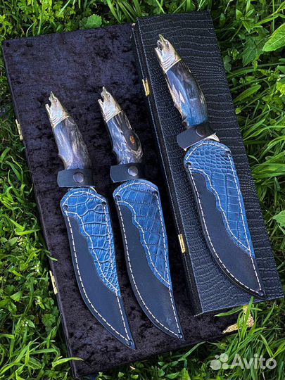 Нож акула из дамасской стали