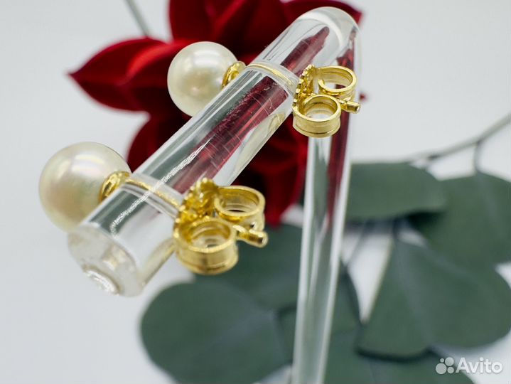 Золотые серьги пусеты 750 пробы