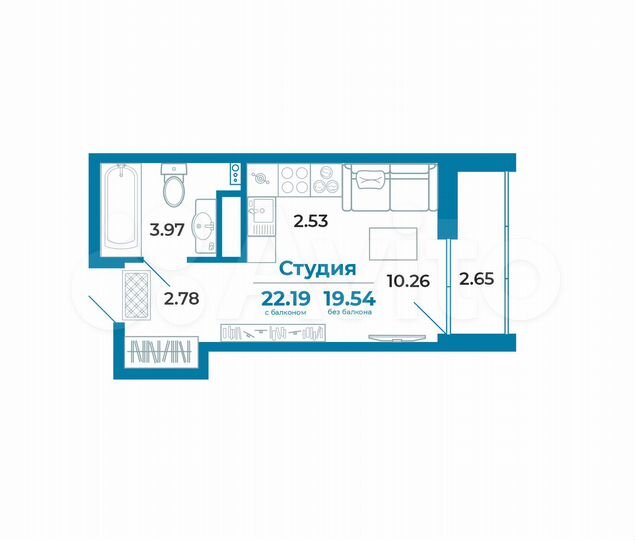 Квартира-студия, 19,1 м², 2/11 эт.