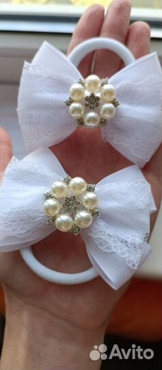 Банты для волос белые