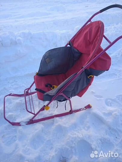 Детские санки с колесами складные