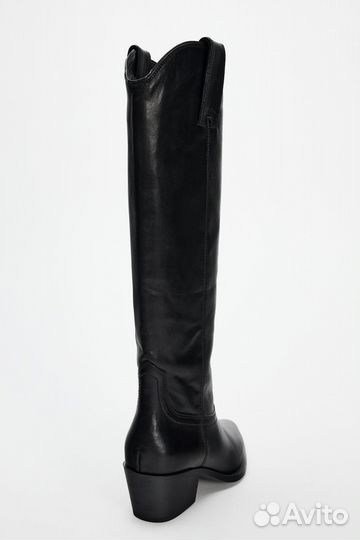 Кожаные ковбойские сапоги Zara