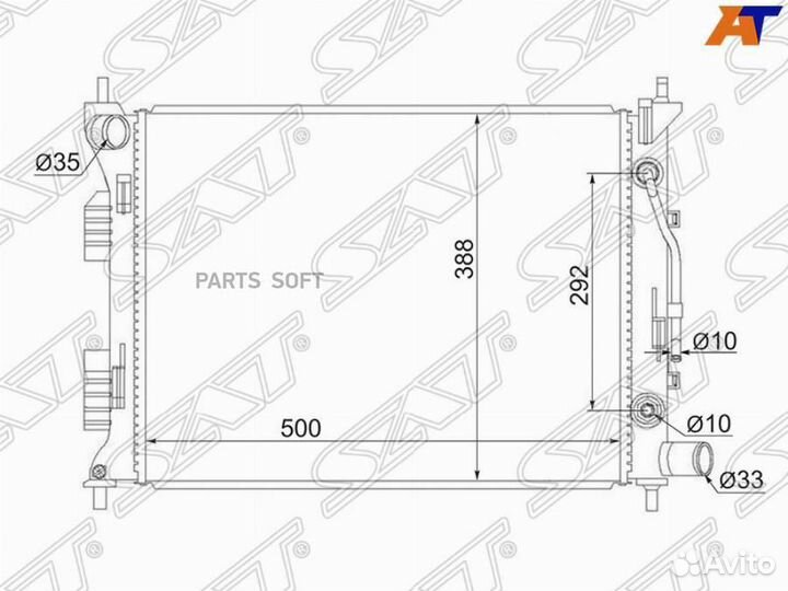 Радиатор охлаждения Хендай Солярис 6AT 15