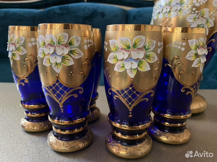 Графин со стаканами богемия