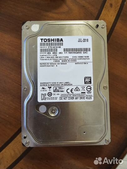 Жесткий диск toshiba 1 тб