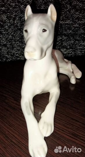 Фарфоровая статуэтка мраморный дог СССР, лфз