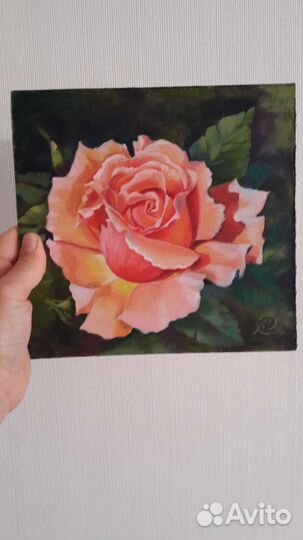 Картина маслом Роза 20*20 см