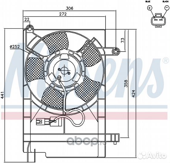 Вентилятор радиатора chevrolet aveo/lanos 05- / 96