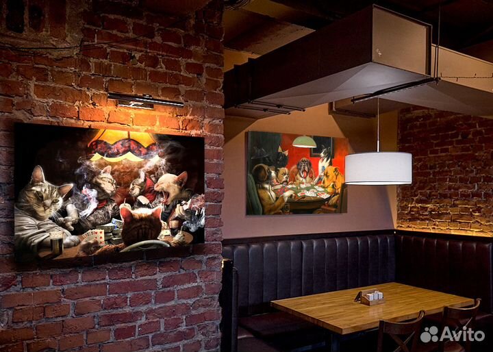 Картина Коты играют в покер 55х90