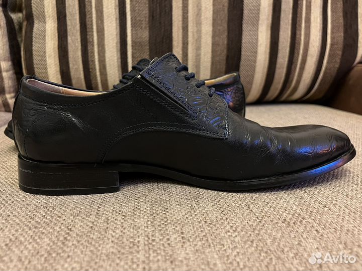Туфли мужские тёмно-синие из натуральной кожи