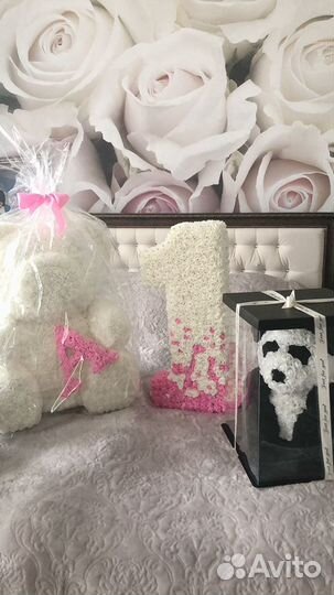 Мишка из роз 65 см