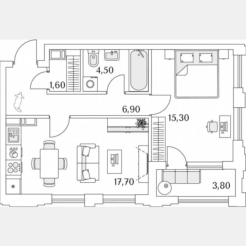 1-к. квартира, 31,9 м², 12/13 эт.