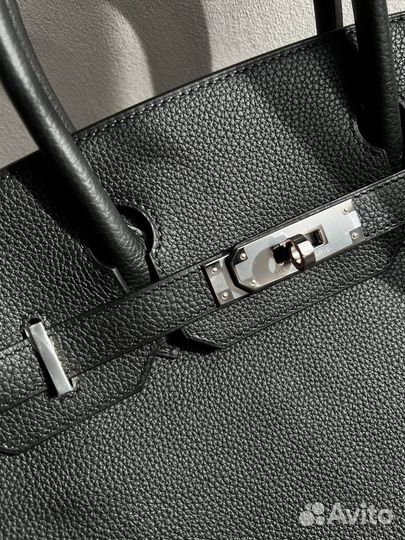 Сумка женская Hermes Birkin 30 черная серебро