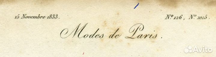 Старинная гравюра 1833 г. мода костюм антиквариат