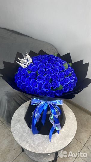 Синие розы 101 и 51 шт с доставкой