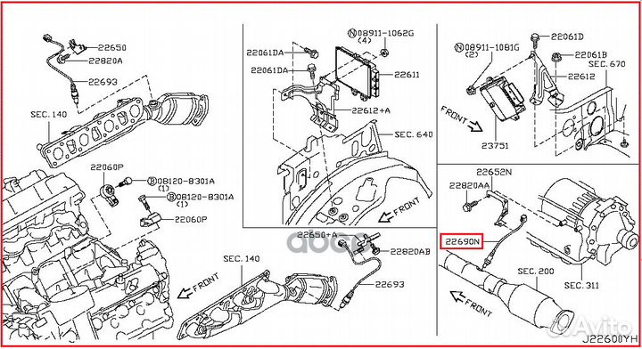 Датчик кислородный 226A0EN21A nissan