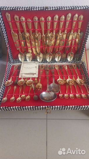 Мельхиоровый набор Италия с позолотой