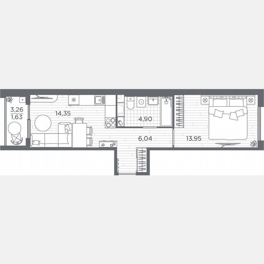 1-к. квартира, 40,9 м², 3/5 эт.