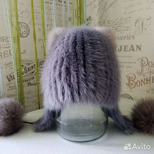 Шапка для девочки норковая кошечка
