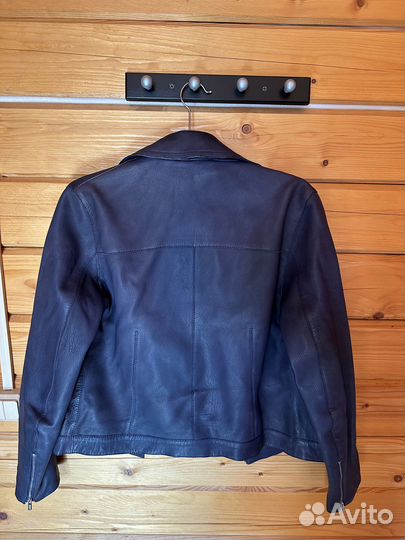 Кожаная куртка женская, темно-синяя, размер L