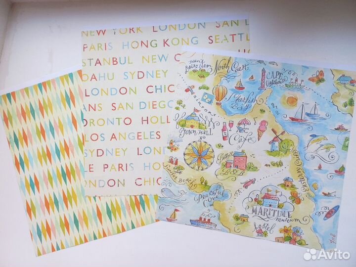 Набор бумаги + набор карточек. Скрапбукинг