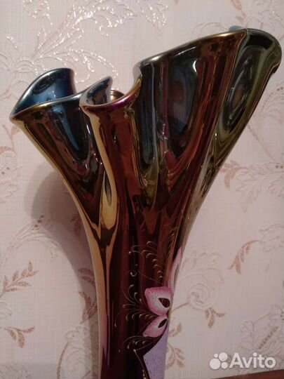 Ваза,стекло.высокая,перламутровая