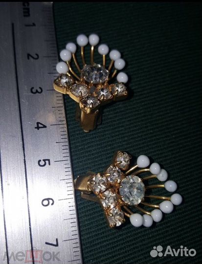 Винтажные шикарные клипсы из Чехословакии