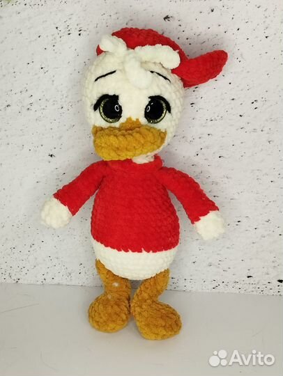 Вязаная игрушка ручной работы, утёнок