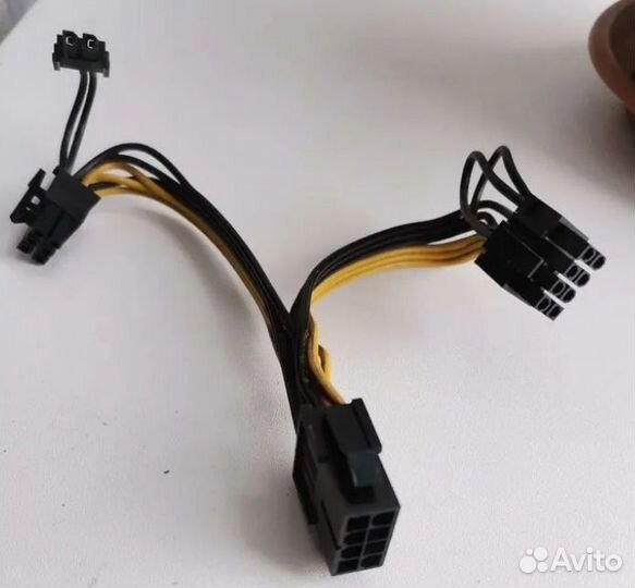 Тройник сплиттер питания видеокатры 6pin 8pin на 2