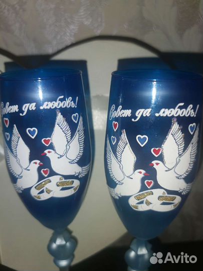 Свадебные бокалы ручной работы