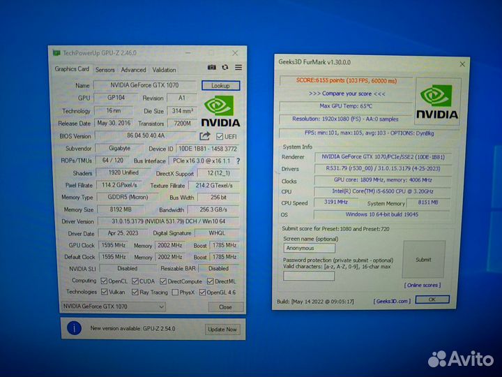 Мощная Видеокарта Asus GTX 1070 8gb