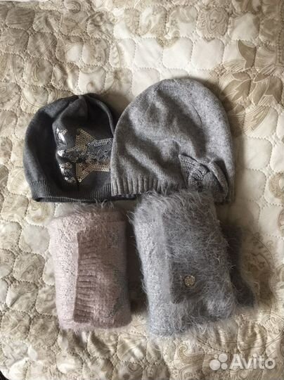 Две шапочки, два шарфа для девочки 5/6 лет