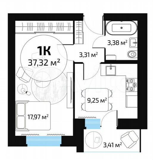 1-к. квартира, 35,6 м², 9/10 эт.