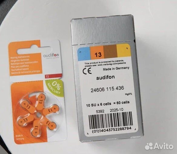 Батарейки для слуховых аппаратов 13, 675, 312, 10