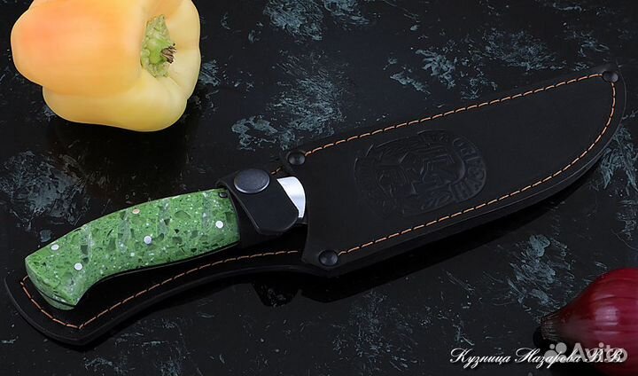 Кухонный нож Шеф № 8 Х12мф рукоять акрил зеленый
