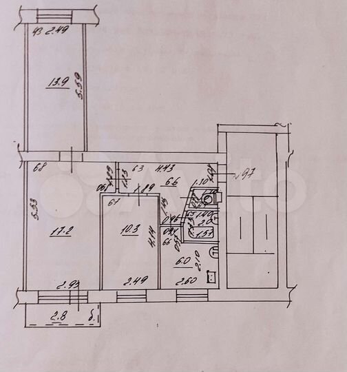 3-к. квартира, 58 м², 5/5 эт.