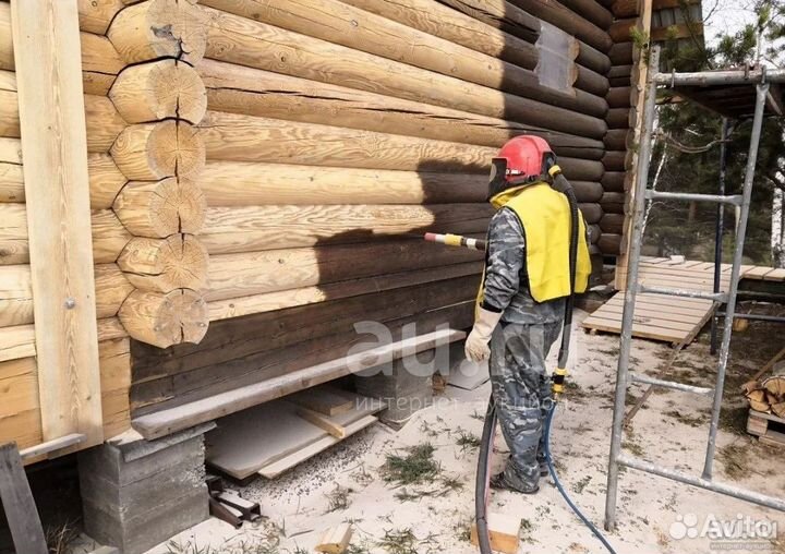 Шлифовка и покраска деревянного дома