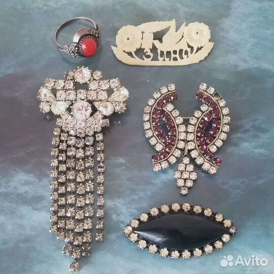 Бусы, бусины, бисер, броши, кольцо винтаж, ретро