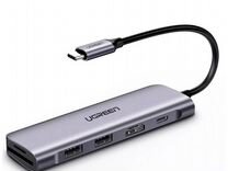 Адаптер ugreen USB-C to 2 Ports USB3.0-A + hdmi +