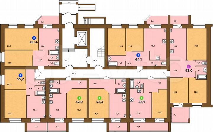 2-к. квартира, 55,2 м², 1/9 эт.