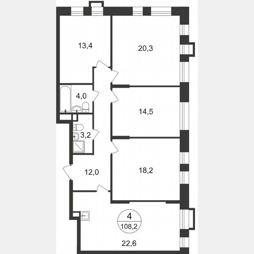 4-к. квартира, 108,2 м², 2/20 эт.