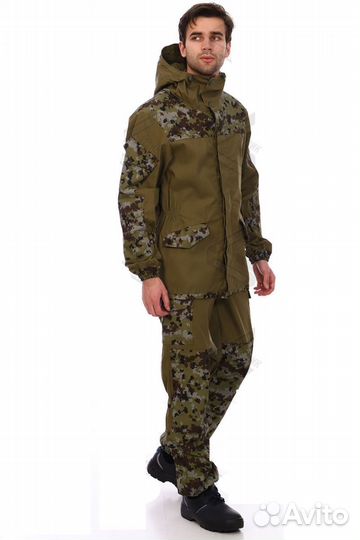 Костюм Горка на флисе, цв.хаки+накладки (44-46/170