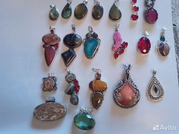 Кулоны с натуральными камнями Серебро. Индия