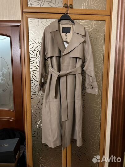 Тренч пальто плащ massimo dutti кожа новое М