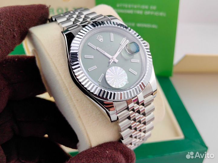 Часы мужские Rolex Datejust lux зеленые