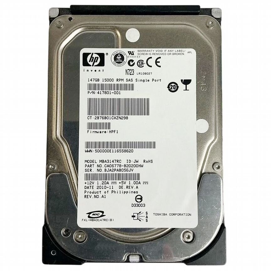 [417801-001] Жесткий Диск Hp146gb Sas 3,5" Hdd