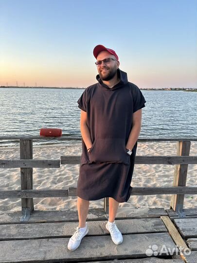 Пончо полотенце из микрофибры с капюшоном