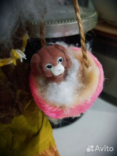 Ручная работа, ватная игрушка на ëлку, баба Яга