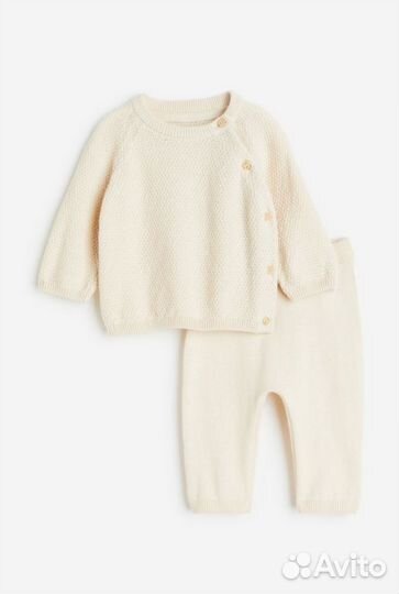 Вязаный хлопковый комплект hm 62, 68 новый